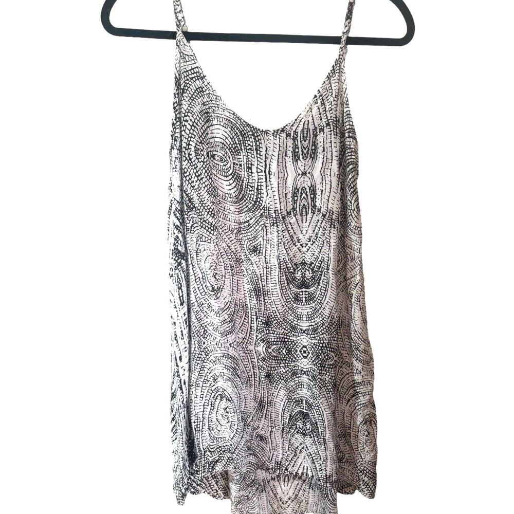 Kivari Designer Slip Hi Low Rayon‎ Aztec Black White Boho Indie Tunic Dress 8